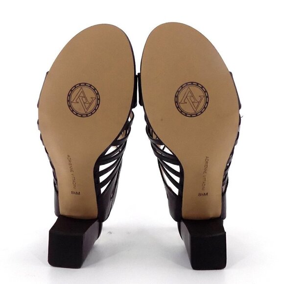 Adrienne Vittadini Pense Cage Open toe sandals Sz 8.5 Black Leather - Picture 7 of 8